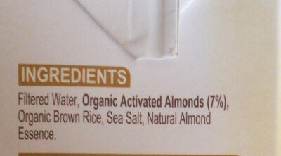 Unsweetened Activated Almond Milk - 成分 - en